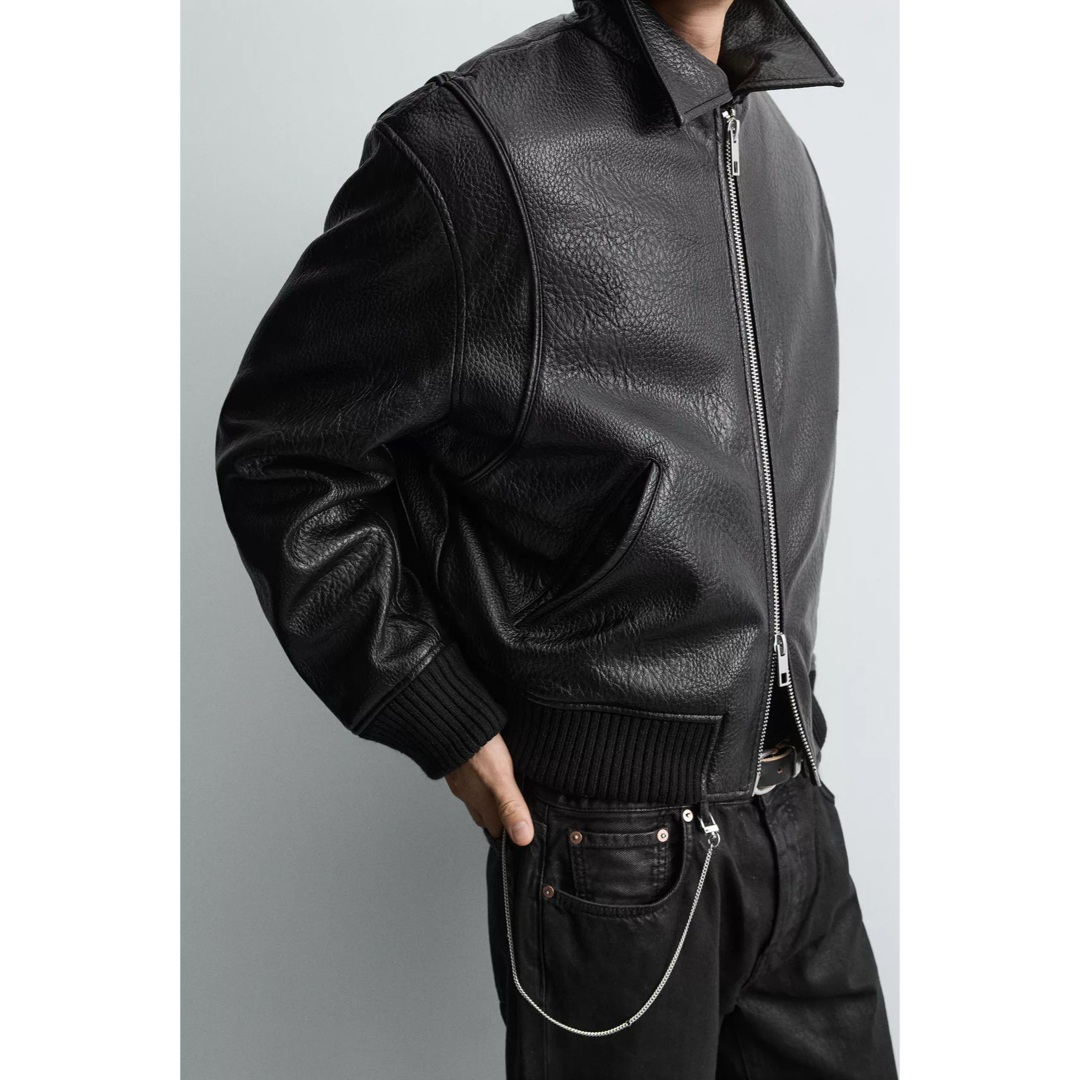 ZARA - ZARA ザラ フェイクレザーパフジャケット Mの通販 by GR｜ザラ