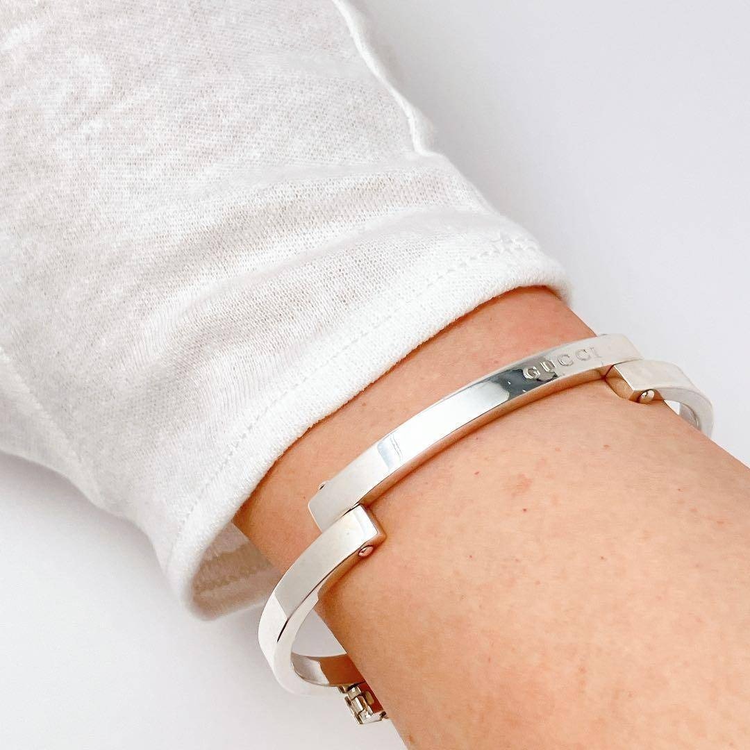 希少 グッチ GUCCI 925 バングル ブレスレット シルバー 1182
