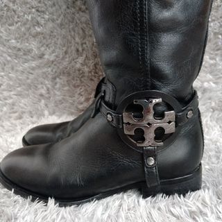 Tory Burch - トリーバーチ ジョッキーブーツ 黒 レザー ロングブーツ