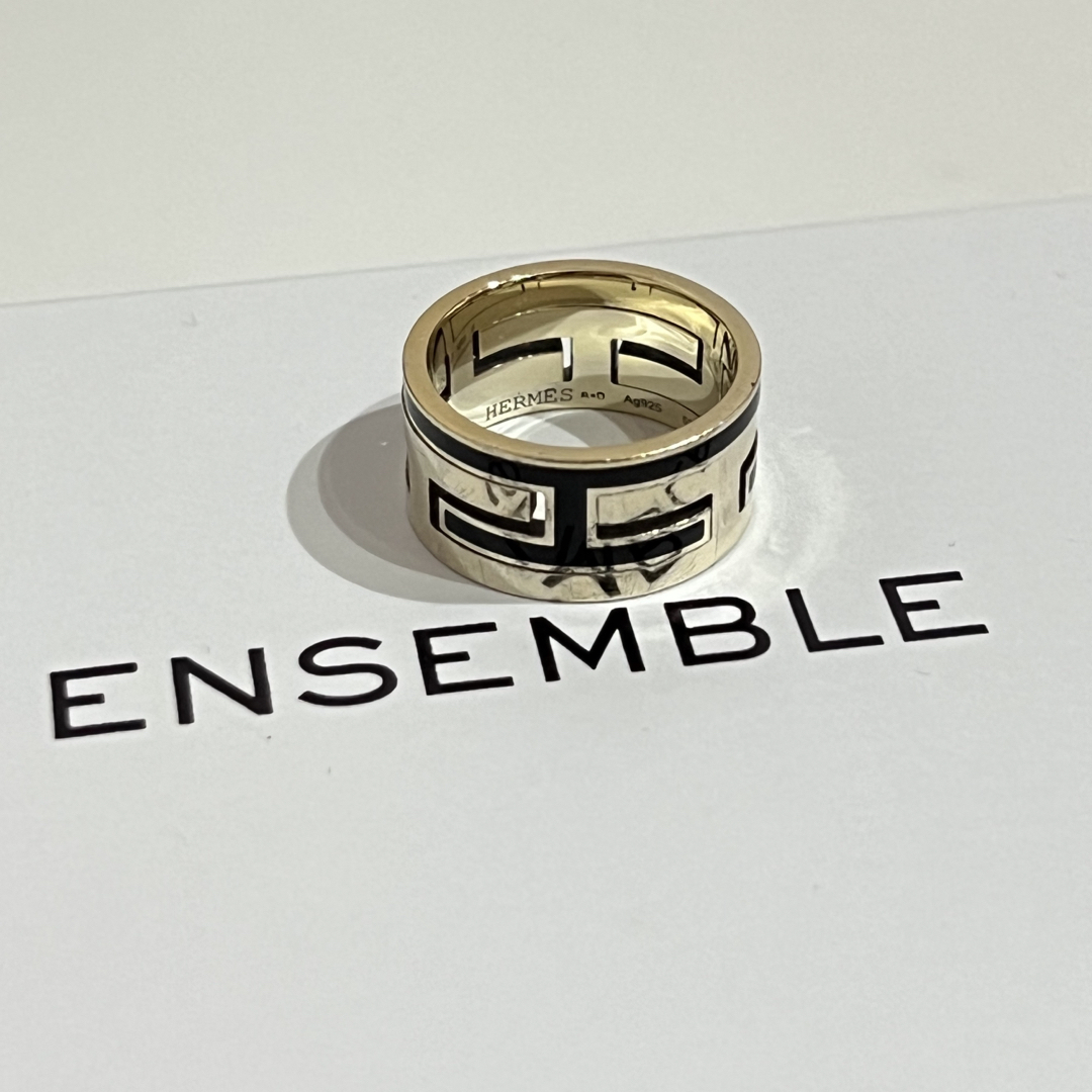 エルメス ムーブアッシュリング ゴールド×ブラック Ag925 53