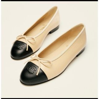 CHANEL - シャネル ココマーク リボン レザー バレエシューズ フラット