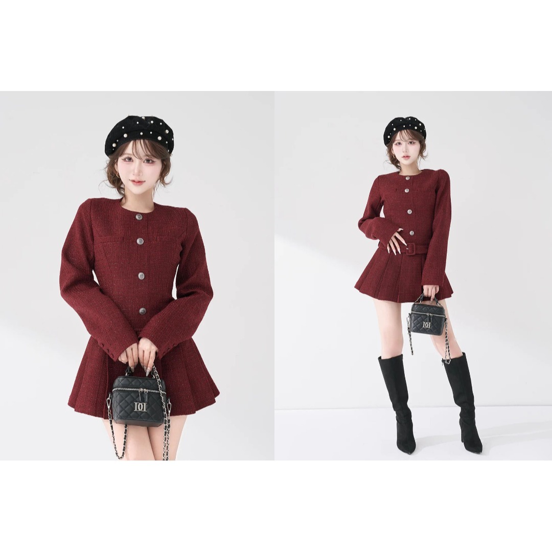 Darich - ダーリッチ darich ボックスプリーツツイードミニワンピース