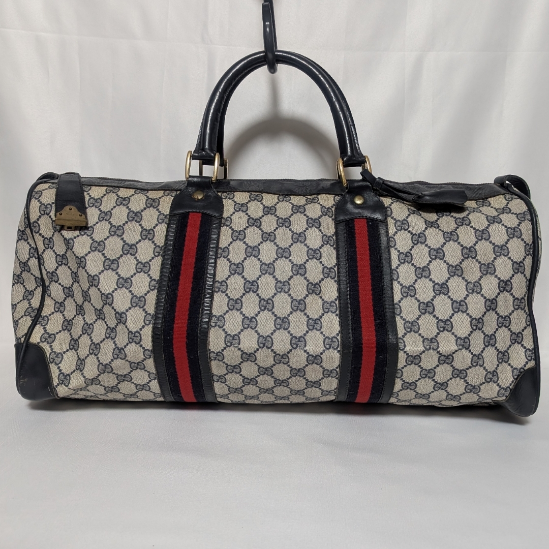 GUCCI - グッチ GGスプリーム シェリーライン ネイビー ボストンバッグ