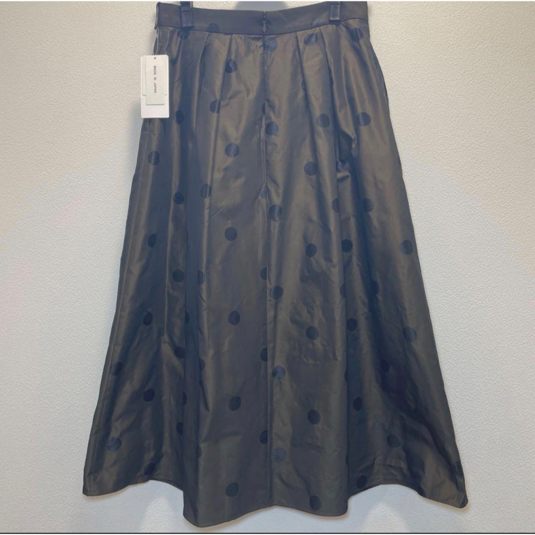 未使用 アンタイトル ブロンズ ブラウン ドット柄タフタ フレアスカート