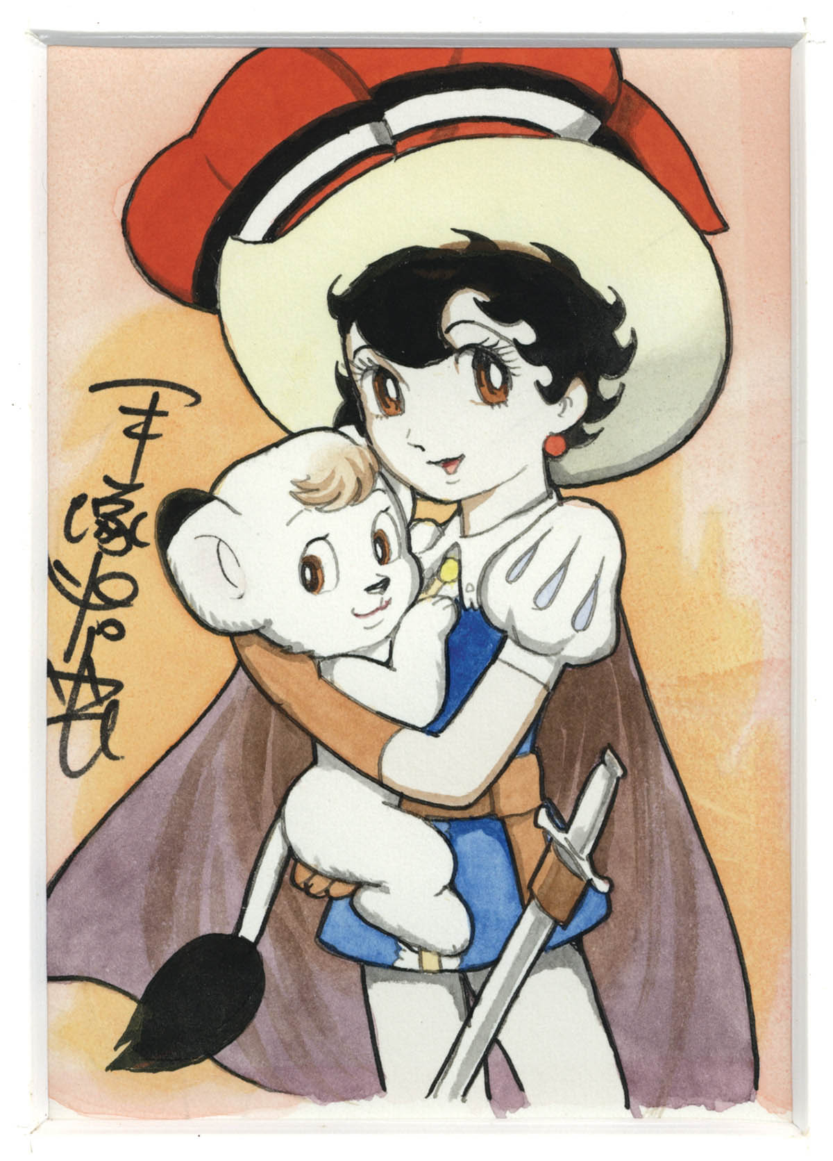 リボンの騎士 手描きイラスト入りサイン色紙 手塚治虫 直筆イラスト