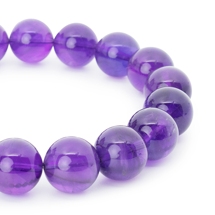 一点もの】アメジスト12mm シンプルブレスレット【鑑別書付き