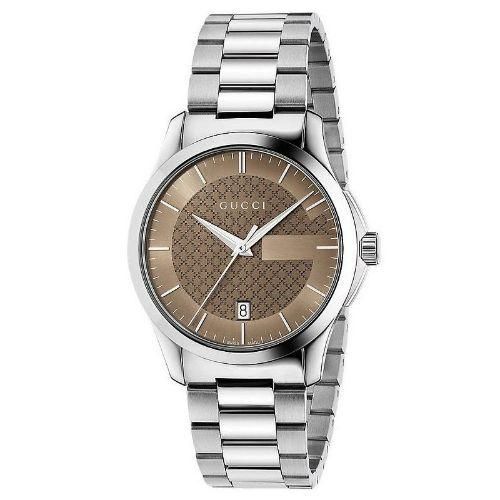 グッチ 時計 ユニセックス G-タイムレス YA126445 ブラウン×シルバー