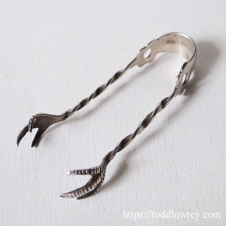 砂糖を掴む銀の鍵爪 /Antique Sterling Silver Bird Claw Sugar Tong