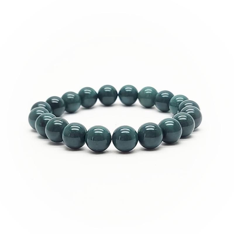 サックスブルー*出雲石ブレスレット 濃厚青緑 *希少色【碧玉】16cm