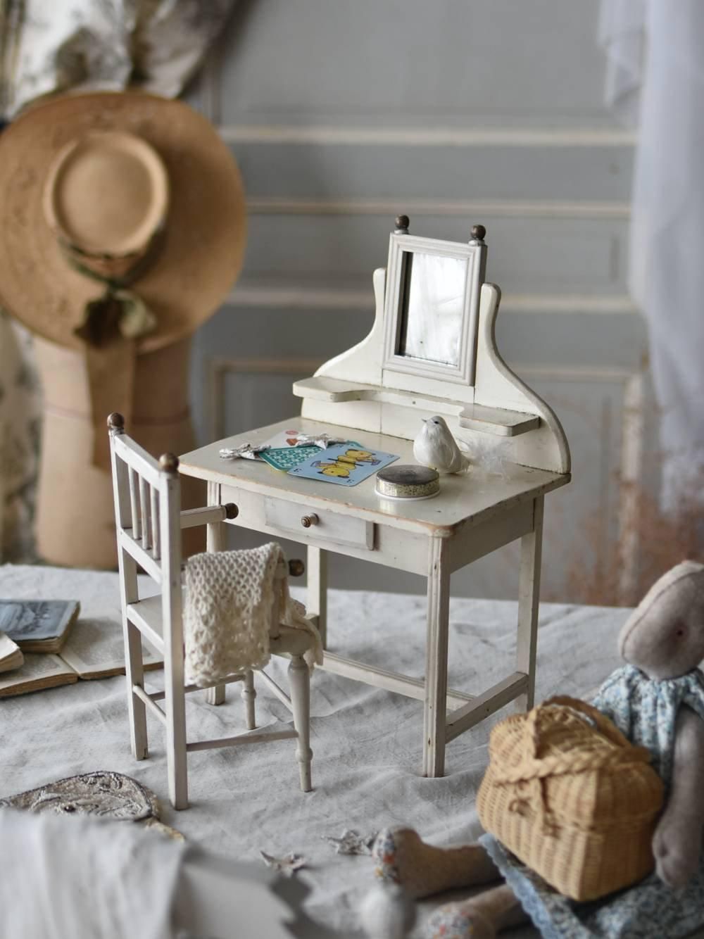 フランスアンティークディスプレイ ドールドレッサー&チェア ドール家具
