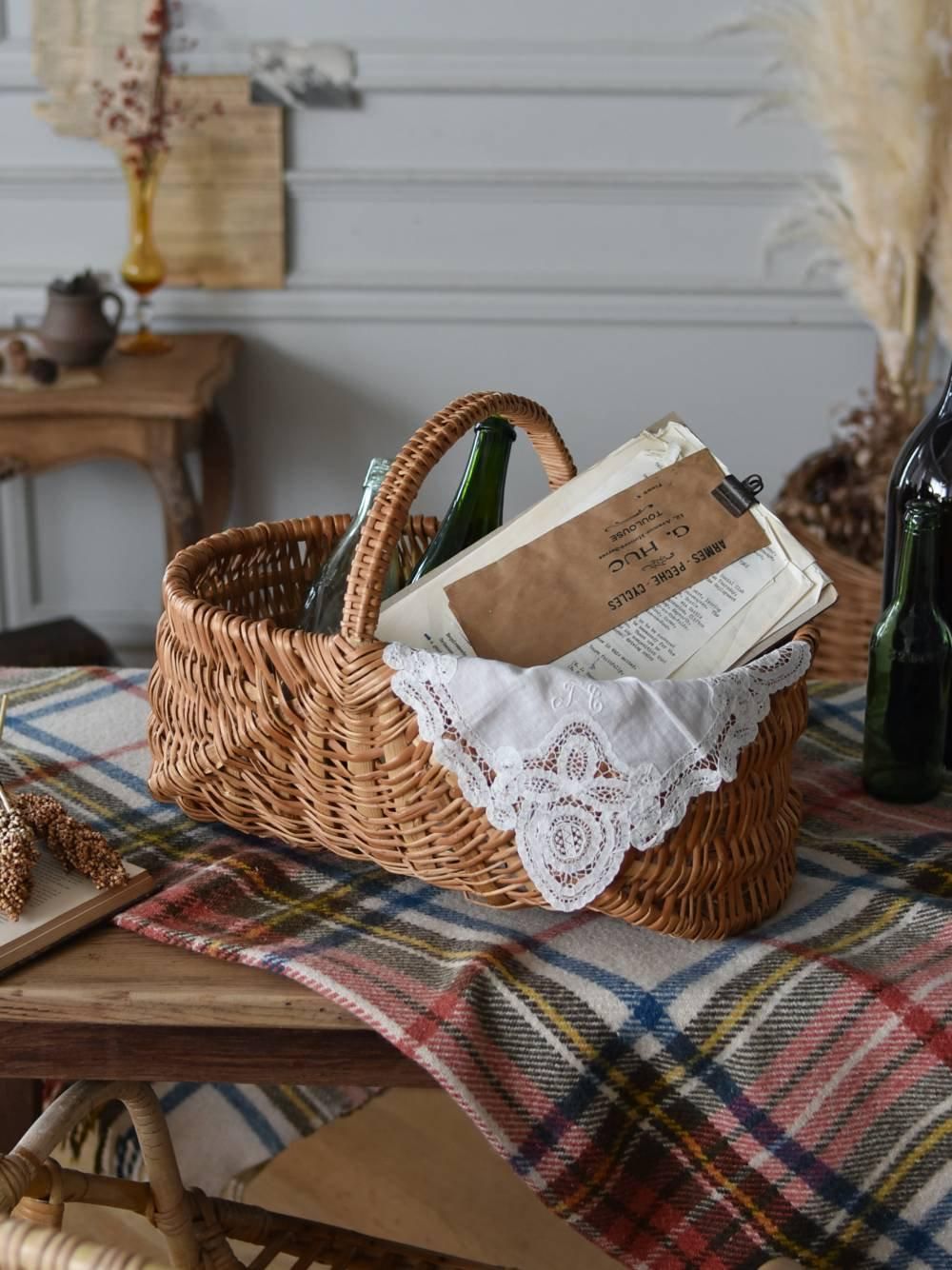 フランス アンティーク パニエ かご バスケット 籐 柳 ピクニック