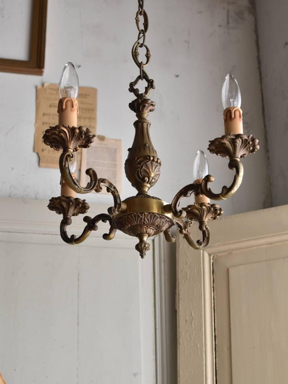 4灯シャンデリア.3 フランスアンティークインテリア フレンチ照明 ランプ