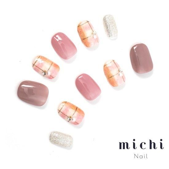 ふんわりチェックネイル- ネイルチップ専門店ミチネイル