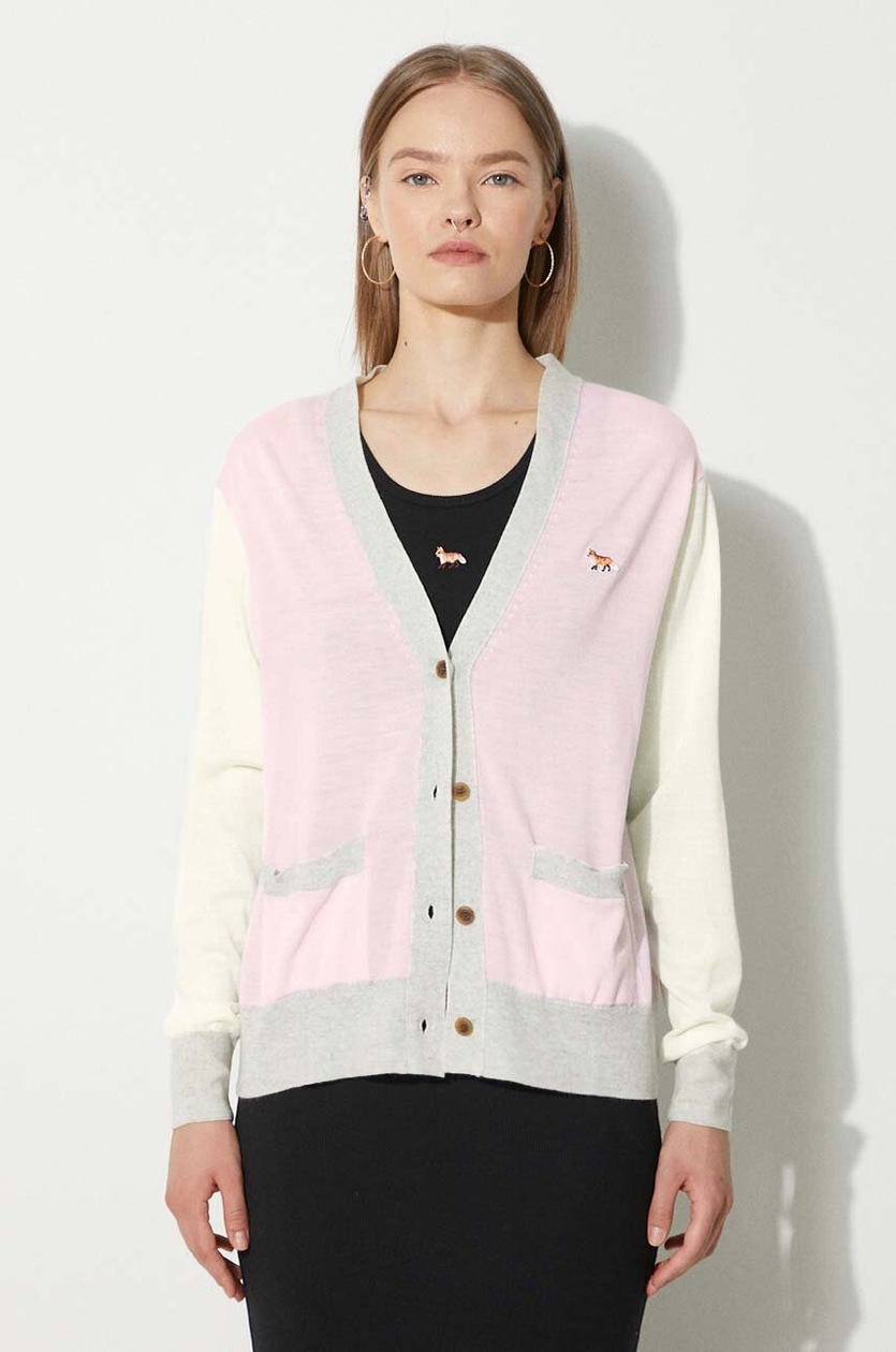 Maison Kitsuné woolen cardigan Baby Fox Lambswool Boxy PRM EU