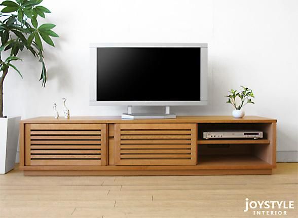 W1800/ブラックチェリー材】テレビ台 格子扉 引き戸 スライド扉の