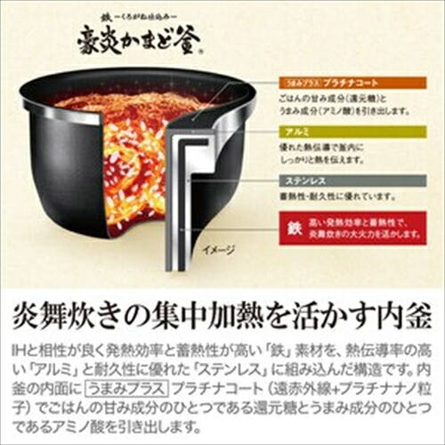 象印マホービン ZOJIRUSHI 炊飯器 圧力IH炊飯ジャー(4合炊き) 濃墨