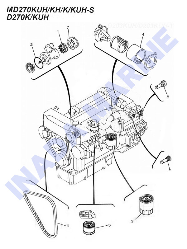 ディーゼルエンジン消耗品一覧（MD340/MD343/MD345/MD360）