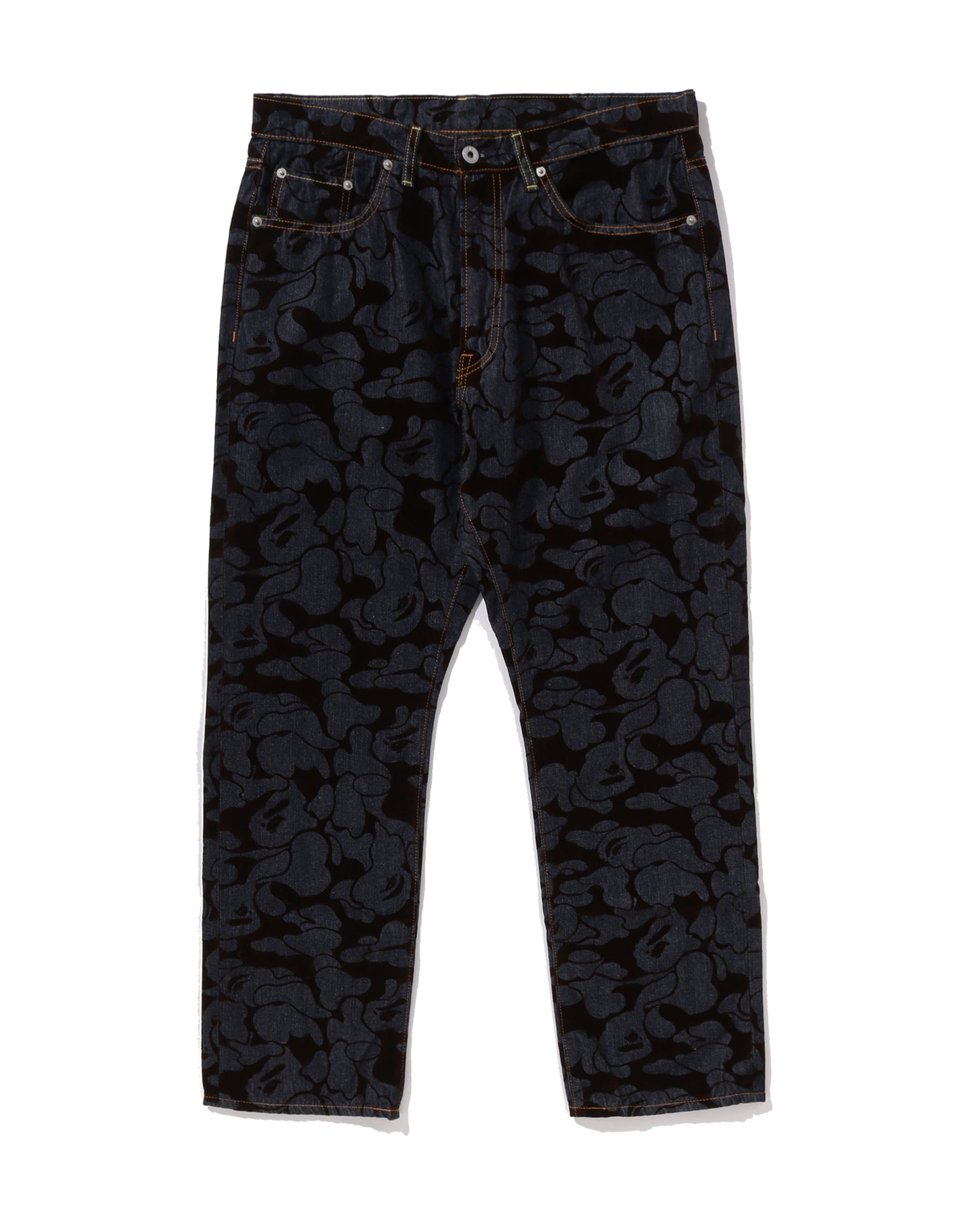 A BATHING APE® Camo Flocked Relaxed Fit 13 Oz Denim Pants | Bape