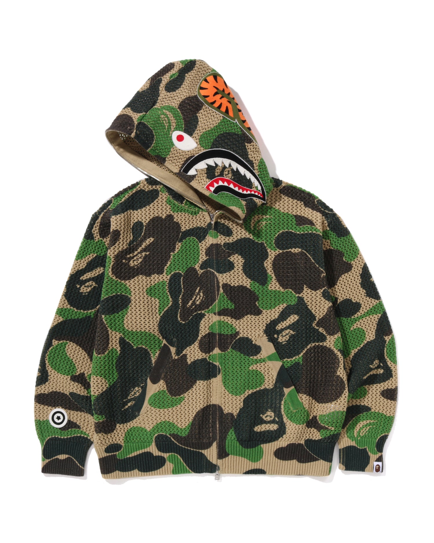 A BATHING APE® Abc Camo Crochet Relaxed Fit Shark Full Zip Hoodie