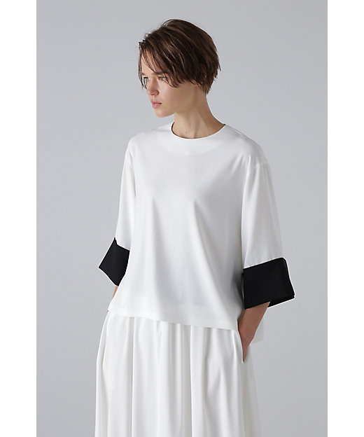 ◇バイカラージョーゼットブラウス（5314110312） | ADORE