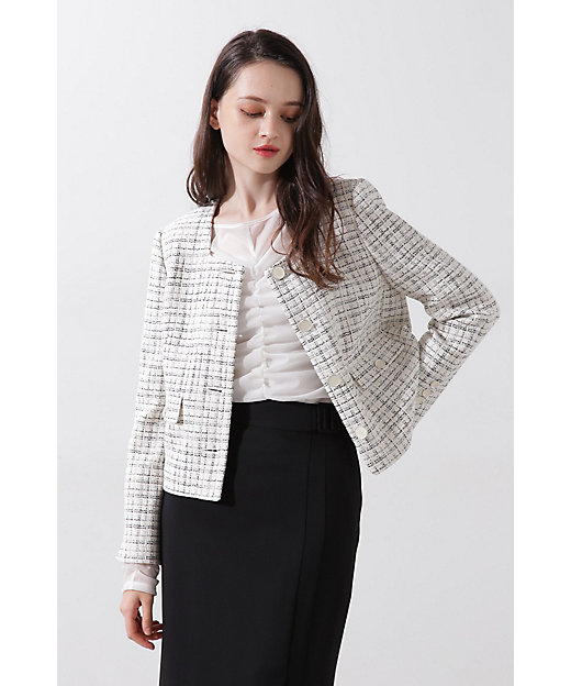 ◇スクエアーネックツイードジャケット（0315150204