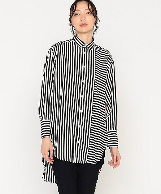 太ストライプ 長袖シャツ（7706HG09） | β (Women)/ベータ