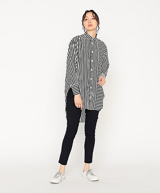 太ストライプ 長袖シャツ（7706HG09） | β (Women)/ベータ