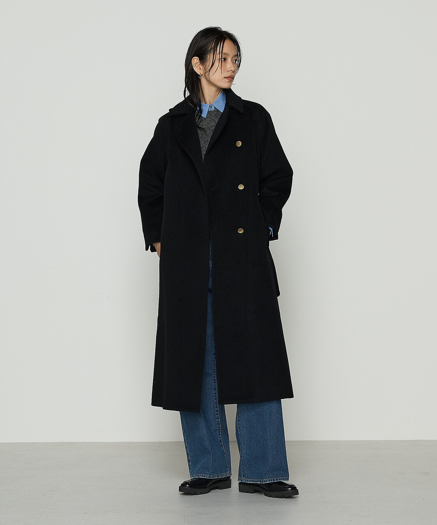 TALLサイズ 〕 アンゴラウール ロングトレンチコート