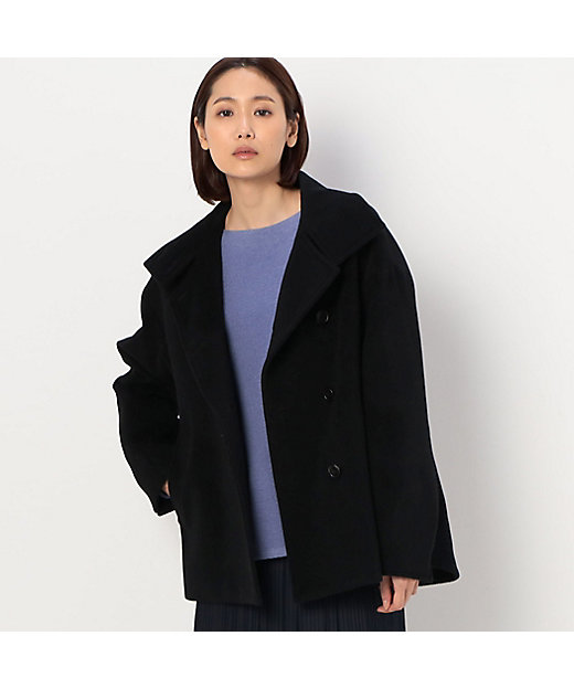 アンゴラウール デザインカラーハーフコート（0115WA04