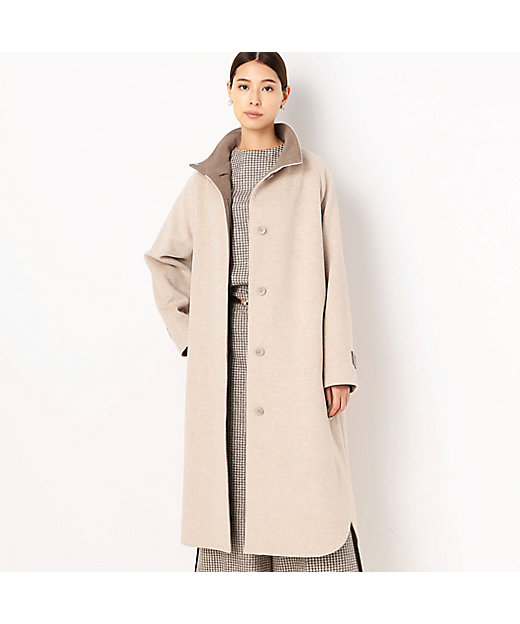 アンゴラウール コンバーチブルハイネックロングコート