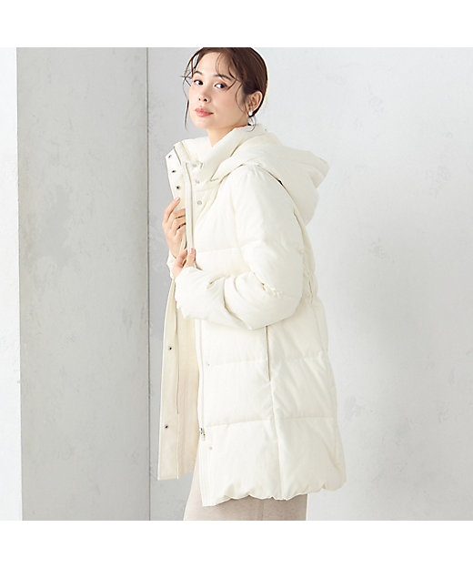 2WAY リサイクルタフタ 撥水加工 ダウンロングコート