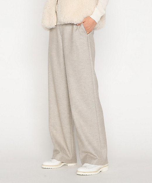＋サイズ 〕 シックツイードヘリンボーン ワイドパンツ
