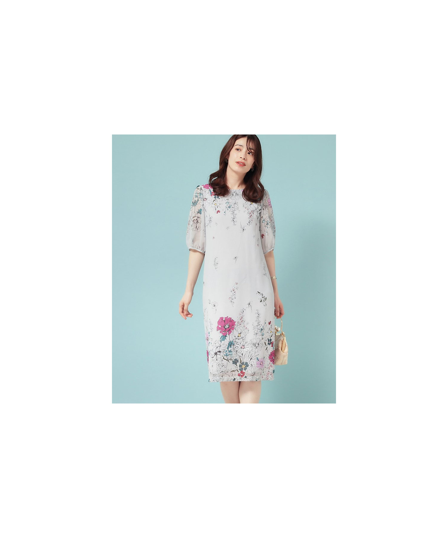 コスモス／SS～Lサイズ展開】フラワーパネル柄ワンピース