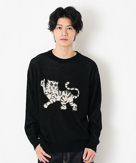 洗える】トラ柄パイル編みニット（2002348982） | Dessin