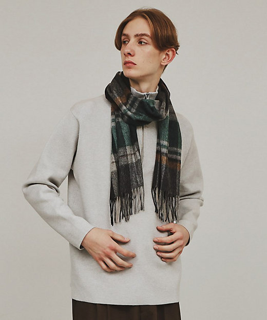 カシミヤチェックマフラー（2002376458） | tk. TAKEO