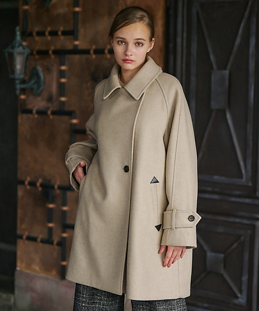 ウール混／2WAY】Aラインショートダブルコート