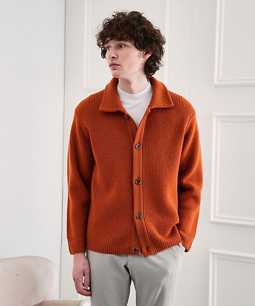 タスマニアウール混畦編みカーディガン（2002485057