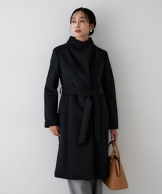 きれいめ／スタイリッシュ】2WAYスタンドカラーロングコート
