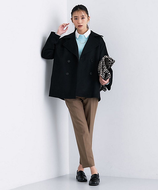 軽やか／ゆったり】ウール混ショートトレンチコート