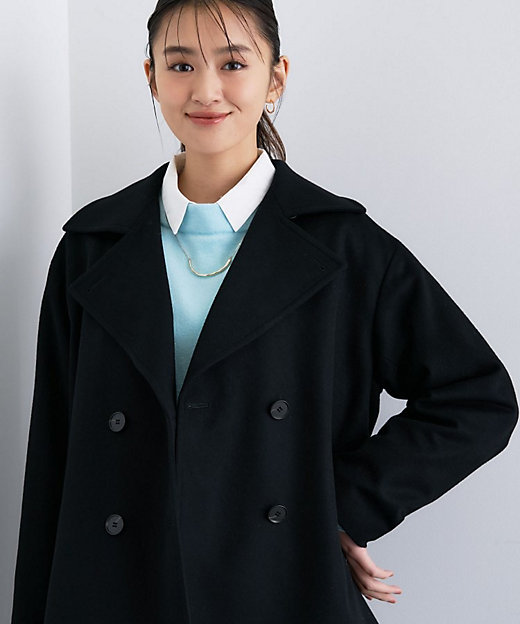 軽やか／ゆったり】ウール混ショートトレンチコート