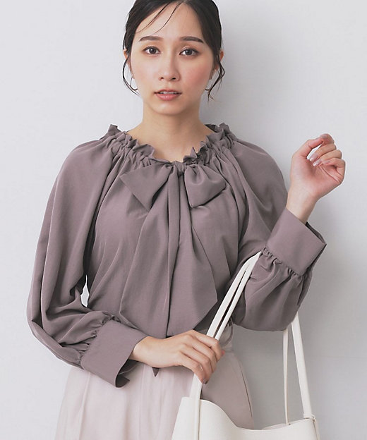 ボウタイフリルギャザーブラウス【洗濯機OK】（2002530971