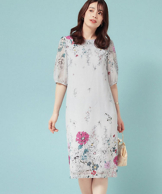 コスモス／SS～Lサイズ展開】フラワーパネル柄ワンピース