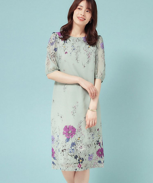 コスモス／SS～Lサイズ展開】フラワーパネル柄ワンピース