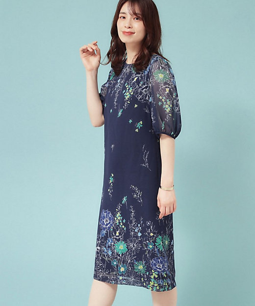 コスモス／SS～Lサイズ展開】フラワーパネル柄ワンピース