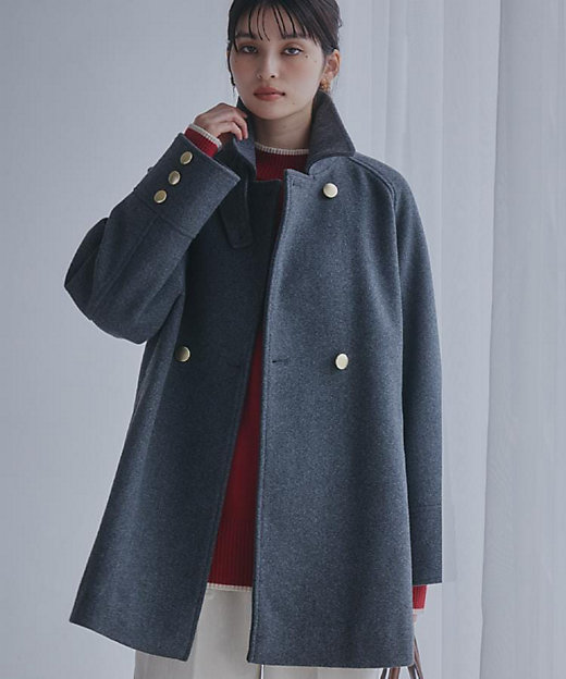 クラシカルな装い ウールライクスタンドカラーコート