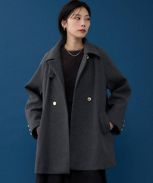 クラシカルな装い ウールライクスタンドカラーコート