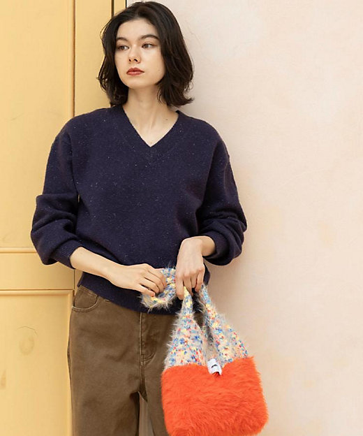 フェザーヤーンマルチカラーニットバッグ（2002545683