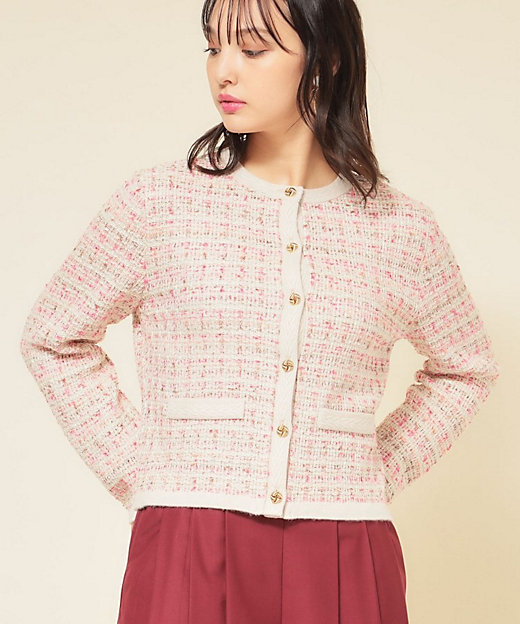 配色／ミックス】ツイードカーディガン（2002545831