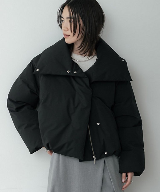 3WAYスタンドカラーショートダウン【凹凸素材