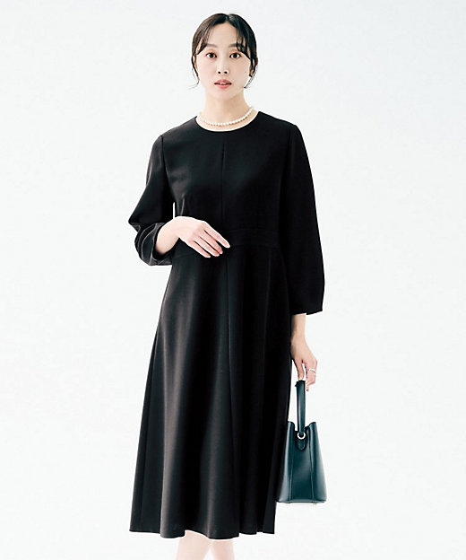 洗える／ストレッチ性／フォーマル】フレアワンピース